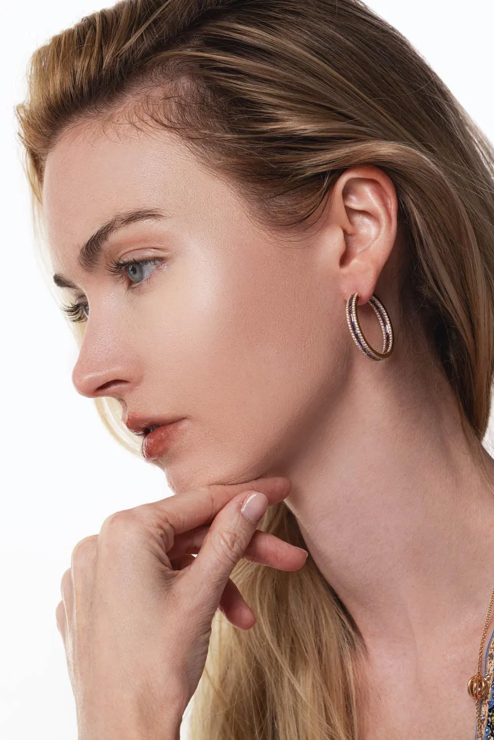 Purple Sapphire Origami Hoop Earrings