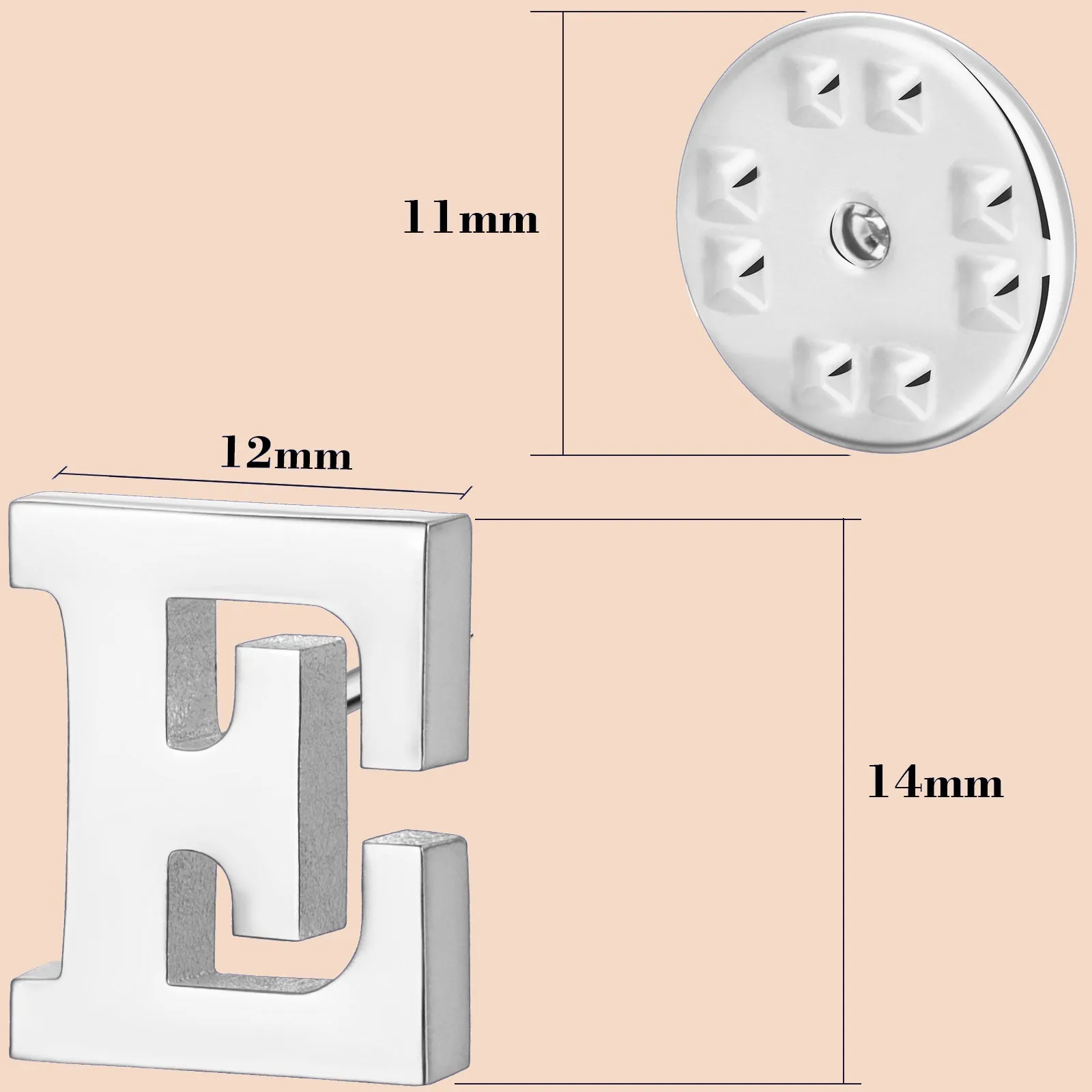 Silver Color Initial Lapel Pin for Men