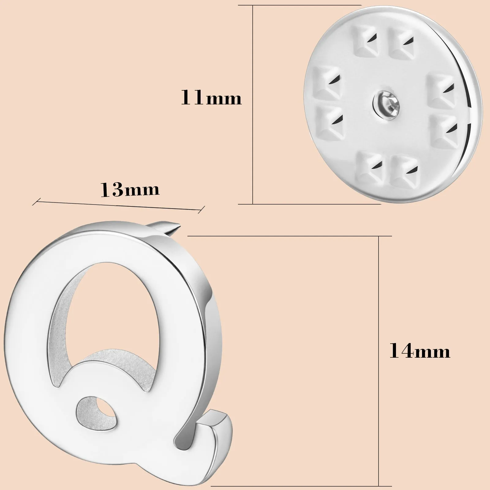 Silver Color Initial Lapel Pin for Men