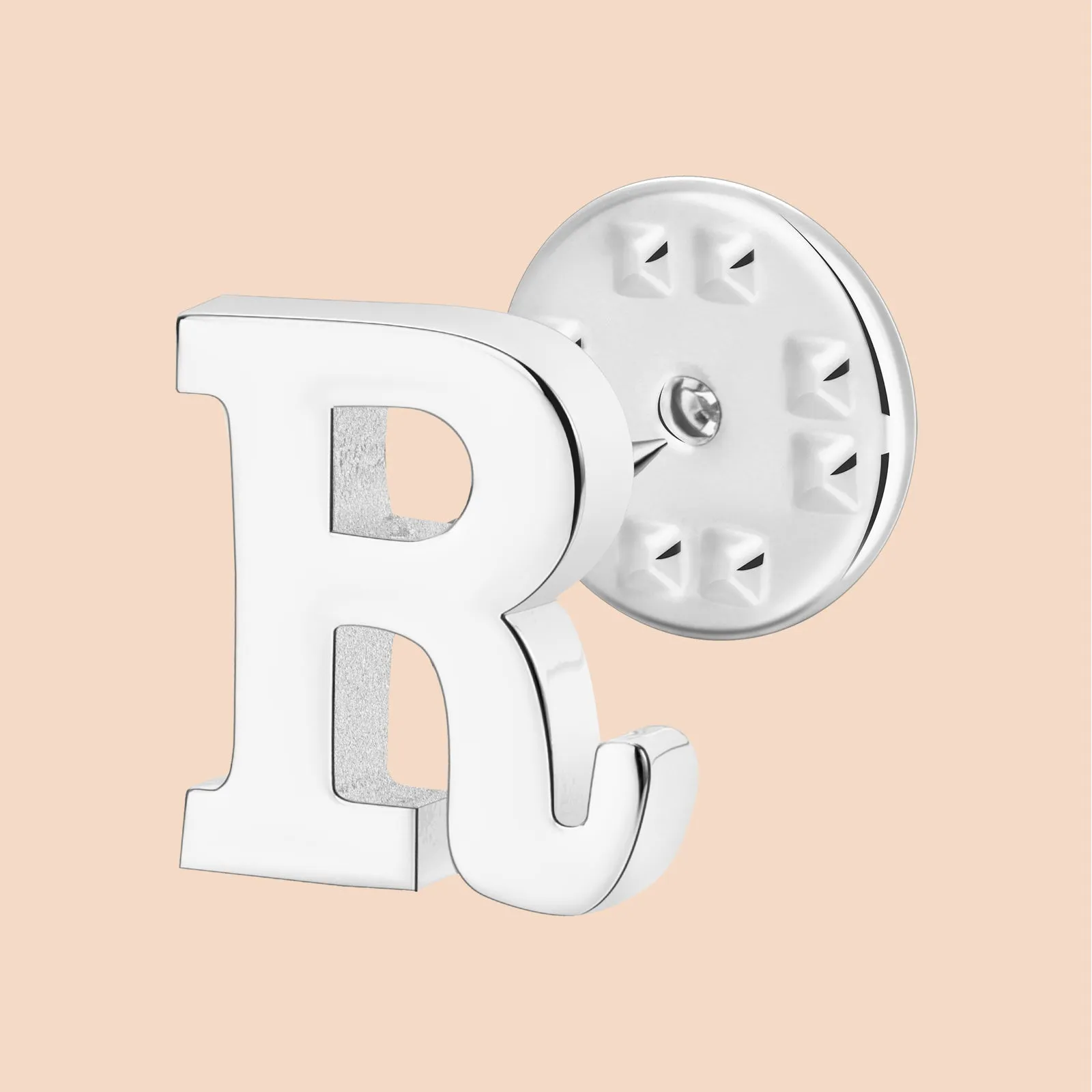 Silver Color Initial Lapel Pin for Men