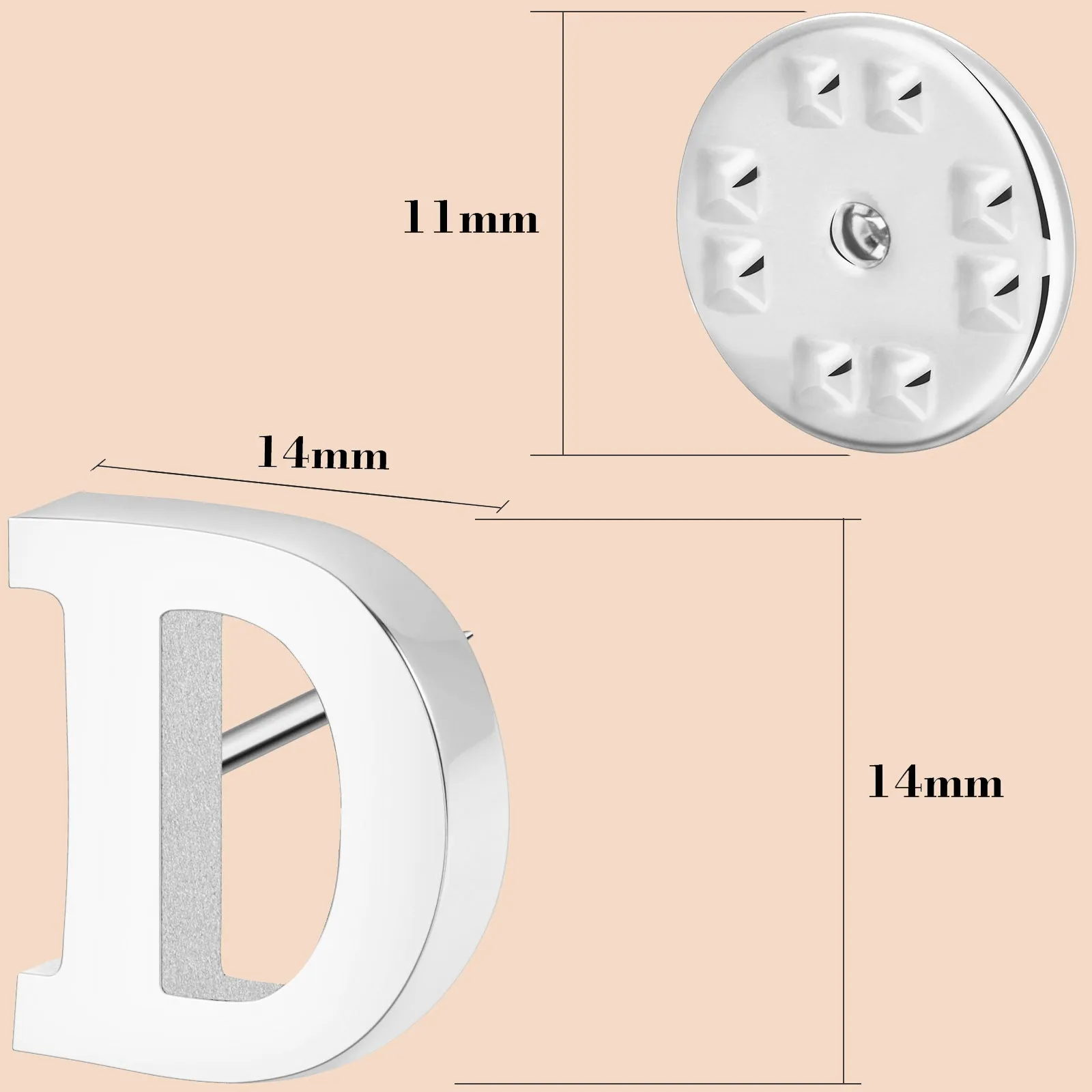 Silver Color Initial Lapel Pin for Men