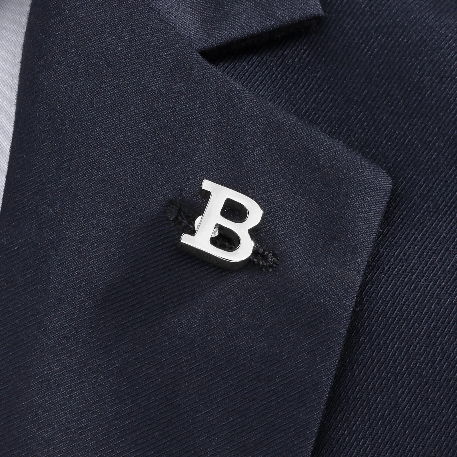 Silver Color Initial Lapel Pin for Men