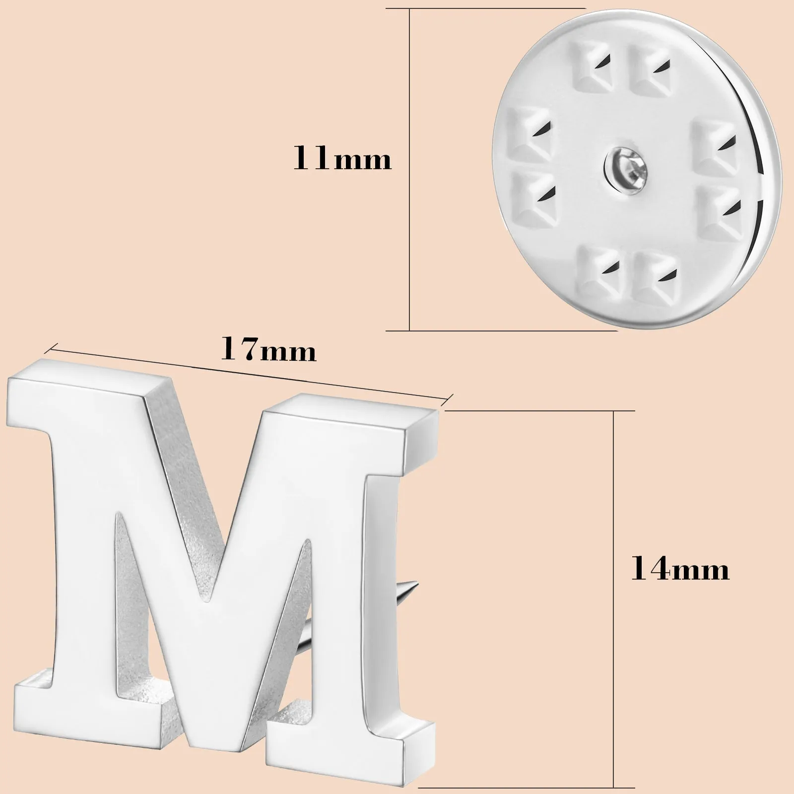 Silver Color Initial Lapel Pin for Men