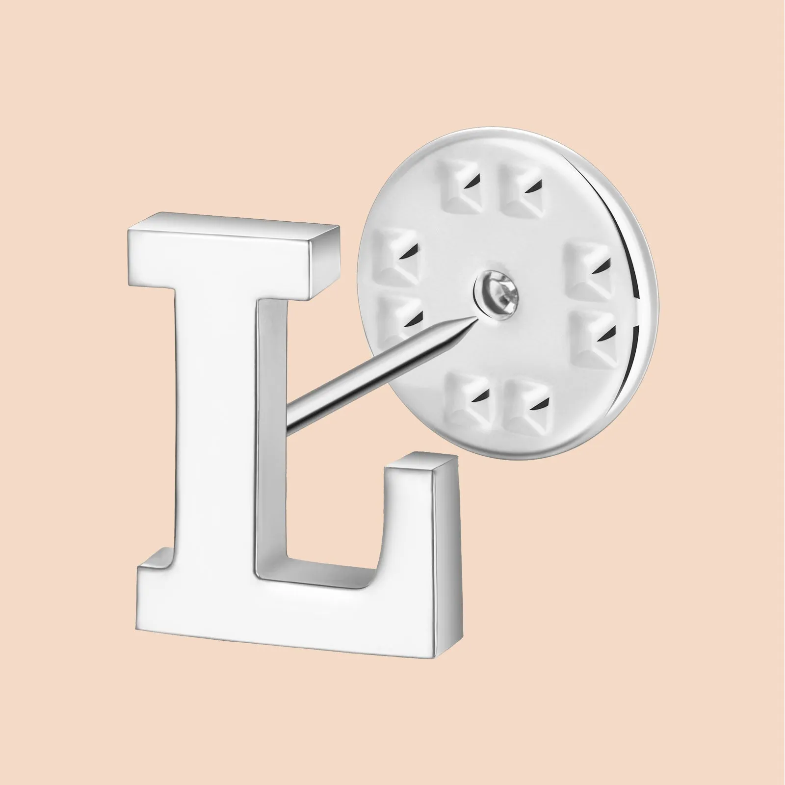 Silver Color Initial Lapel Pin for Men