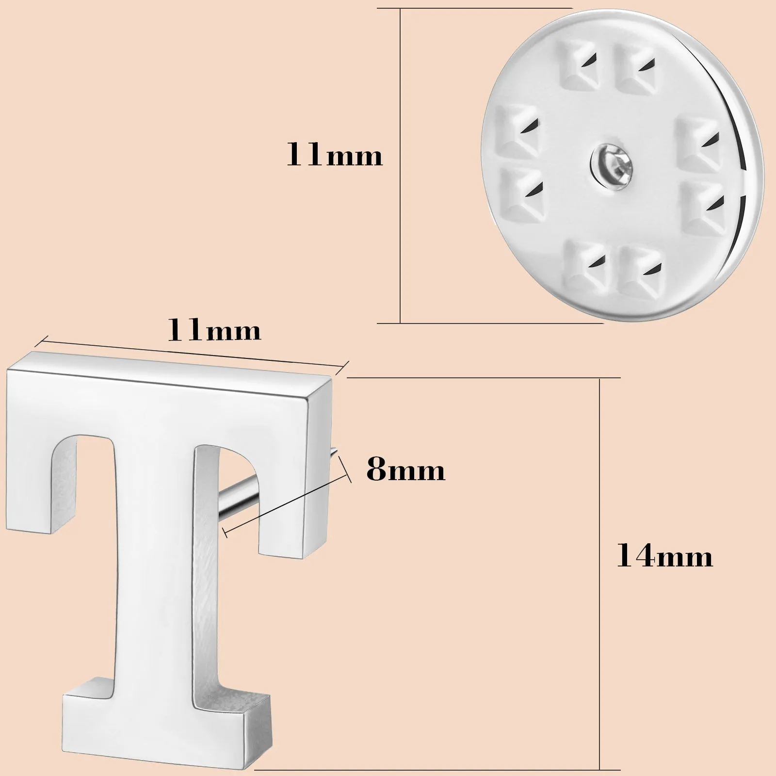 Silver Color Initial Lapel Pin for Men