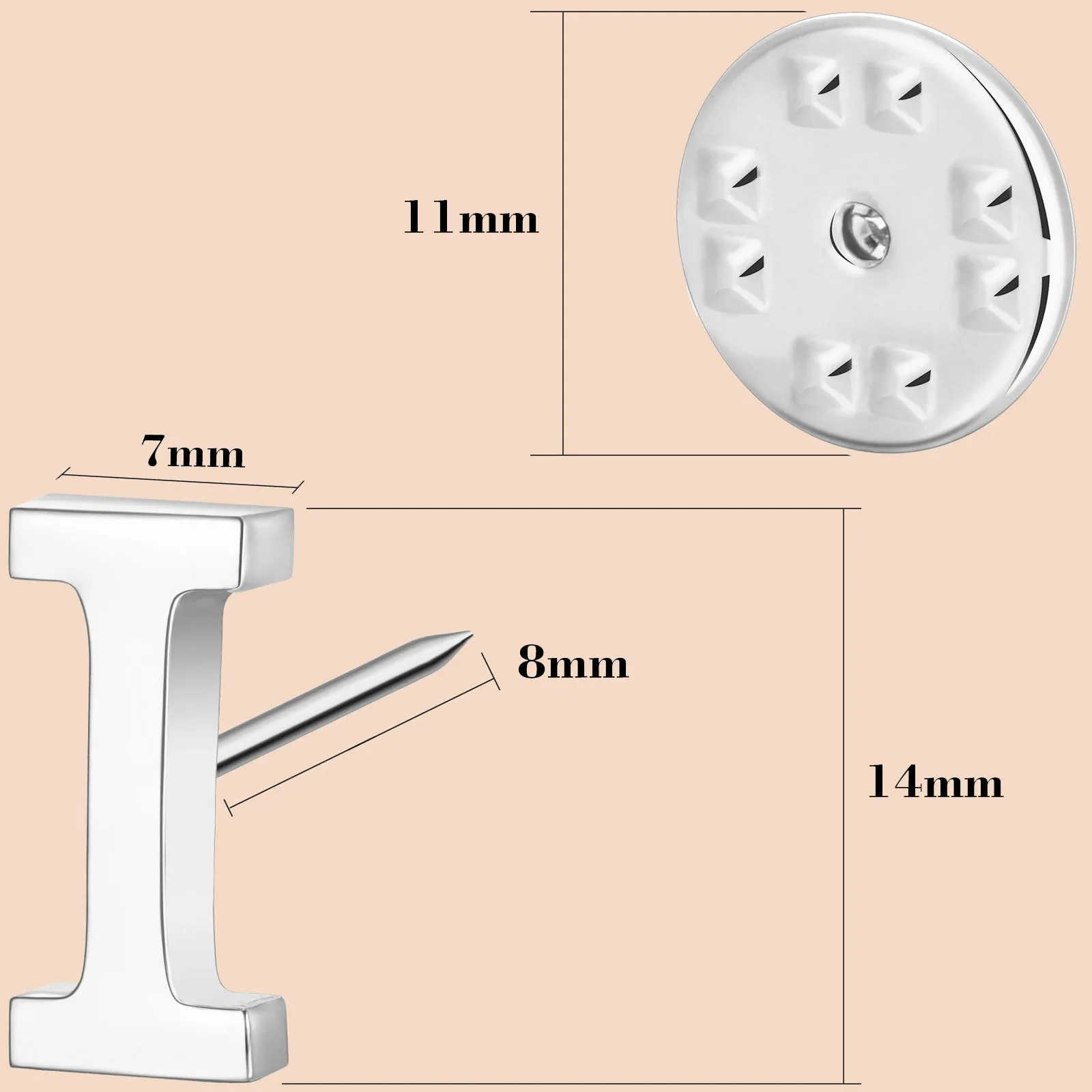 Silver Color Initial Lapel Pin for Men
