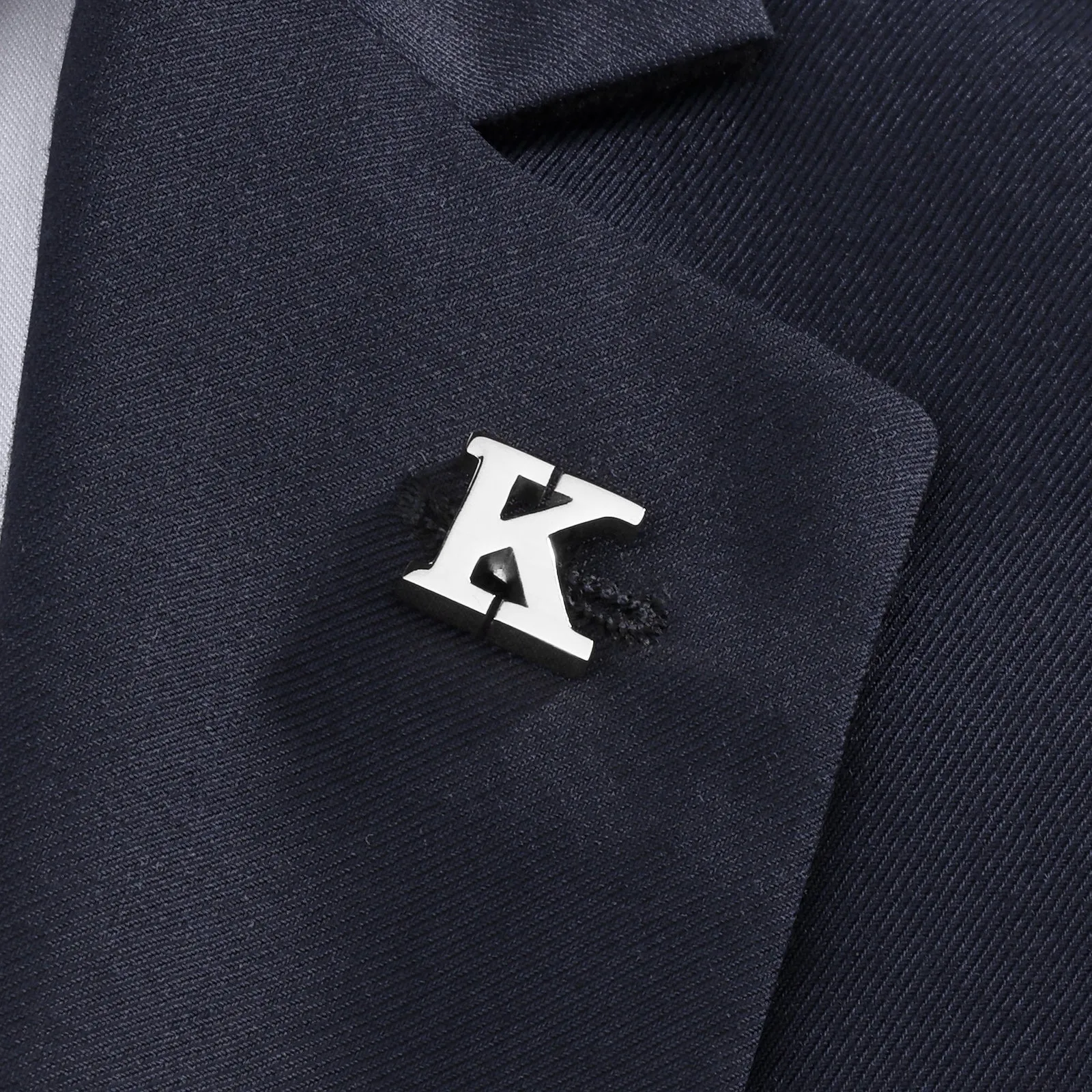Silver Color Initial Lapel Pin for Men