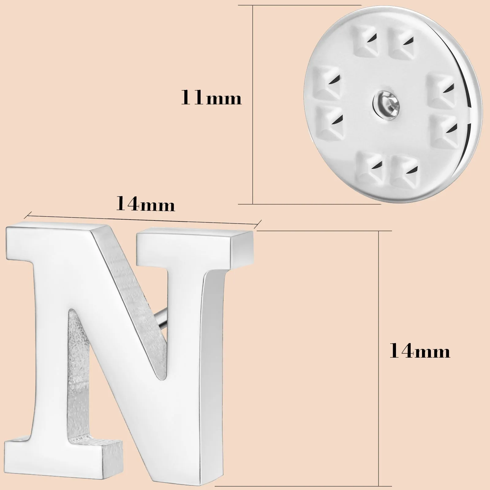 Silver Color Initial Lapel Pin for Men
