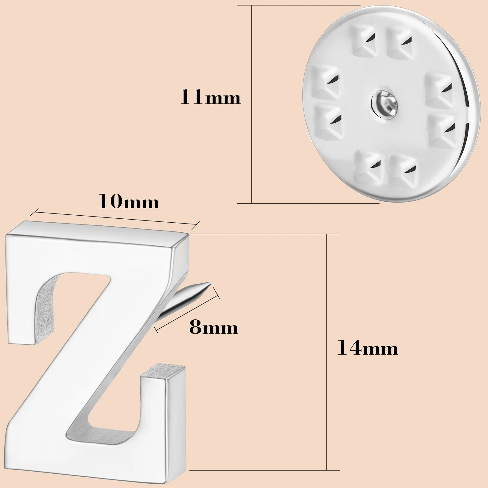 Silver Color Initial Lapel Pin for Men
