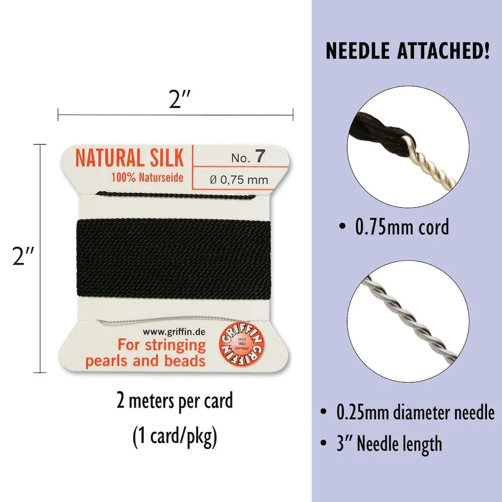 Size 7 (0.75mm) Silk Thread - Black