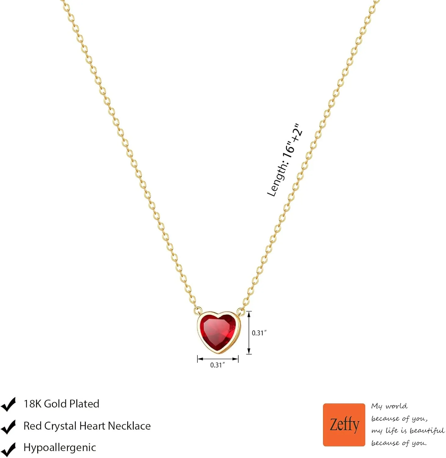 Zeffy Cute Heart Necklace 18k Gold/Silver Plated Tiny Heart Pendant Choker Necklaces Gold Love Heart Chain Necklace for Women Dainty Gold Jewelry Valentines Day Gifts for Women Girls Teen Girls